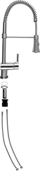 Tap CORNAT Fuerte lever basin mixer with shower, spring, stainless steel, gastro ...