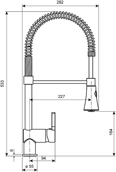 Tap CORNAT Fuerte lever basin mixer with shower, spring, stainless steel, gastro ...