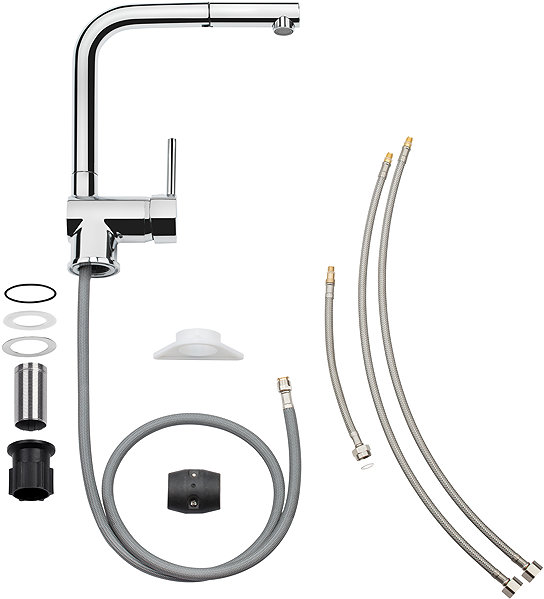 Tap CORNAT Livenne basin mixer, standing with shower, chrome ...