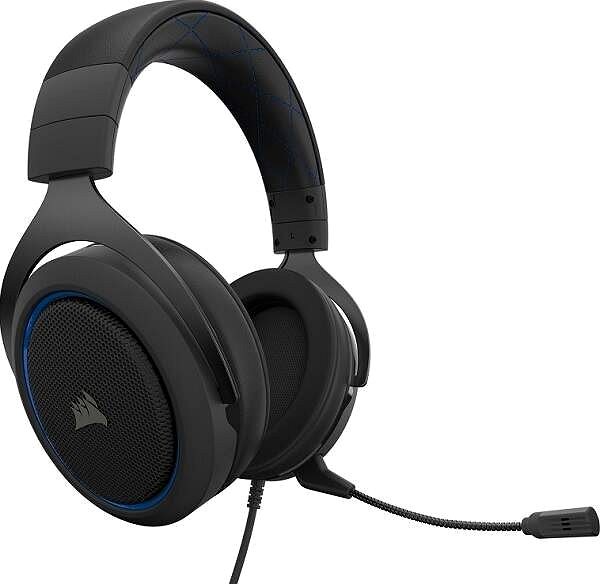 Gamer fejhallgató Corsair HS50 PRO Stereo Blue, kék színű Oldalnézet
