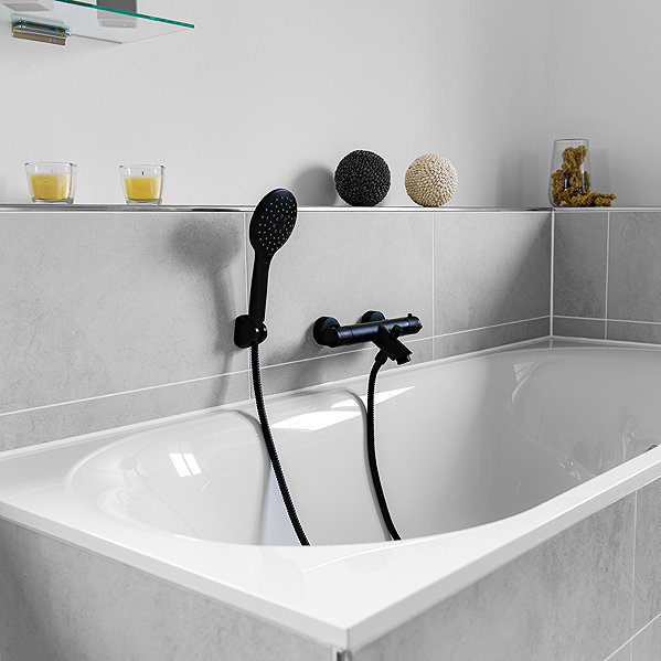 Tap CORNAT Noir Round bath mixer, thermostatic, black ...