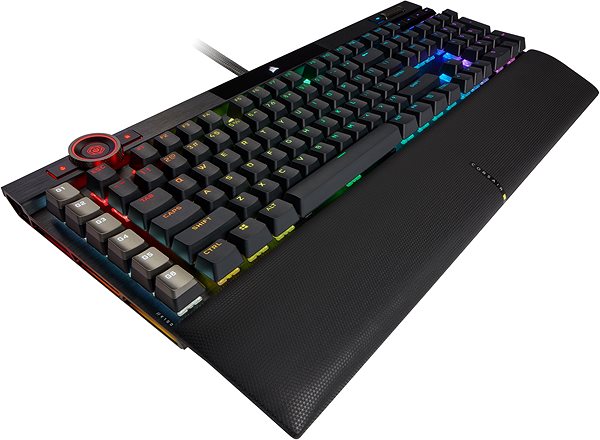 Gaming-Tastatur Corsair K100 RGB OPX - US Seitlicher Anblick