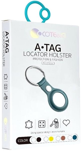 AirTag Key Ring COTEetCI Anti-theft Leather Case for Apple AirTag, Green Packaging/box