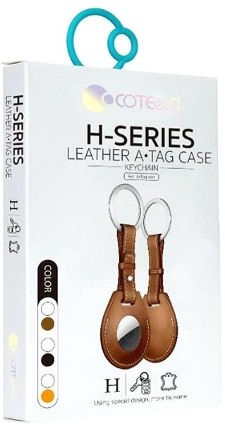 AirTag Key Ring COTEetCI H-series Leather Key Case for Apple AirTag, Brown Packaging/box