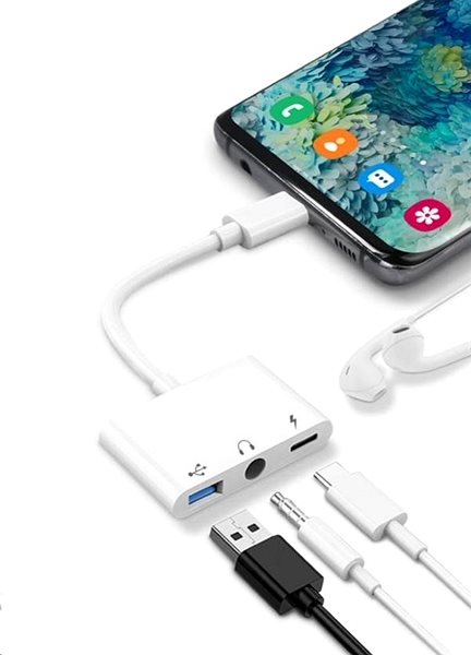 Adapter COTEetCI 3-in-1 USB-C to Jack 3.5mm, USB-C and USB-A Adapter Lifestyle