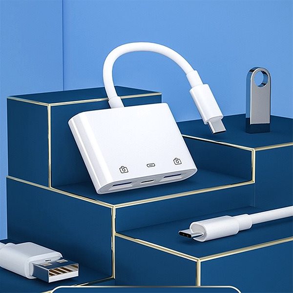 Adapter COTEetCI 3-in-1 USB-C to USB-C and Dual USB-A Adapter Connectivity (ports)