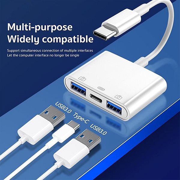 Adapter COTEetCI 3-in-1 USB-C to USB-C and Dual USB-A Adapter Connectivity (ports)