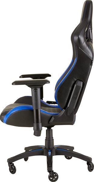 Herná stolička Corsair T1 2018, čierno-modrá Bočný pohľad