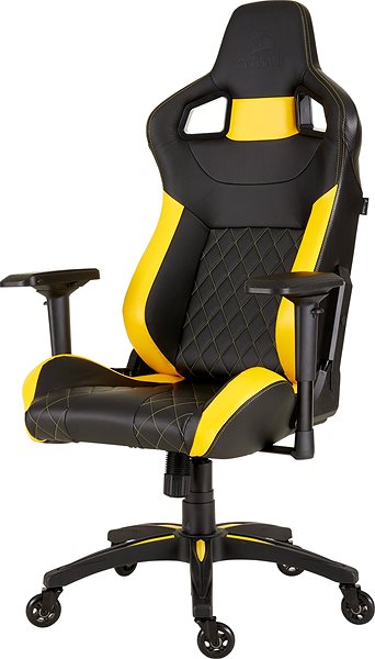 Gaming Chair Corsair T1 2018, Black-yellow Lateral view