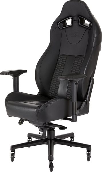 Herná stolička Corsair T2 2018, čierno-čierna Bočný pohľad