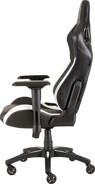 Gaming-Stuhl Corsair T2 2018, schwarz und weiß Seitlicher Anblick