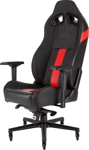 Gamer szék Corsair T2 2018, fekete-piros Oldalnézet