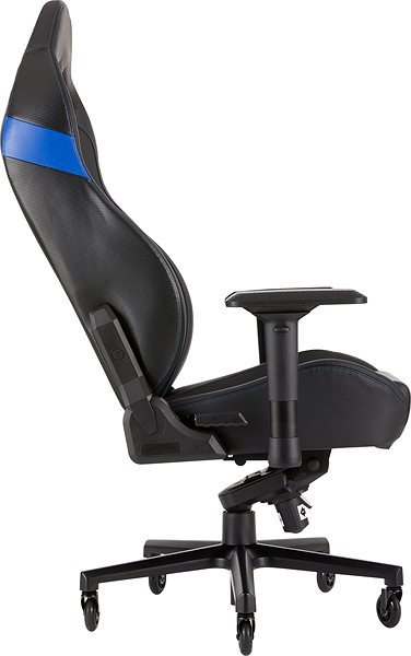 Gamer szék Corsair T2 2018, fekete-kék Oldalnézet