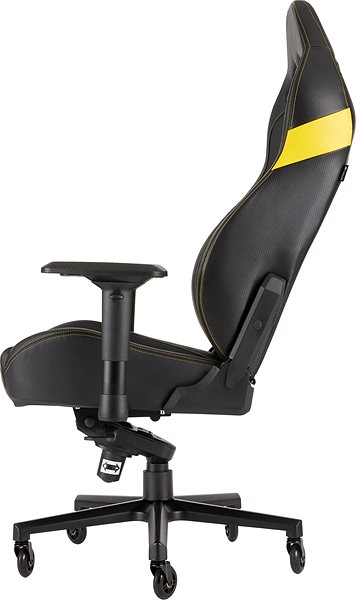 Gamer szék Corsair T2 2018, fekete-sárga Oldalnézet