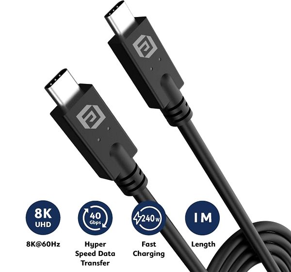 Adatkábel AKASA USB 40Gbps Type-C Cable (AK-CBUB67-10BK) ...