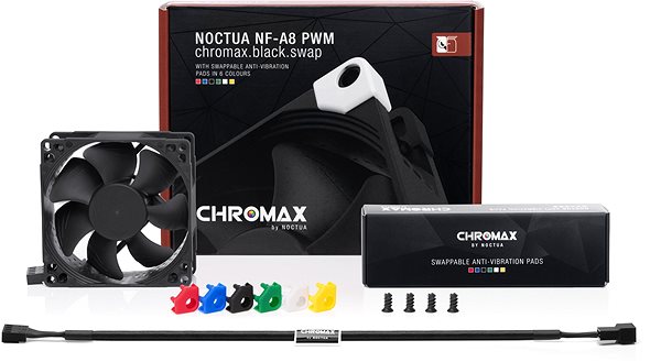 PC ventilátor Noctua NF-A8 PWM chromax.black.swap Csomag tartalma