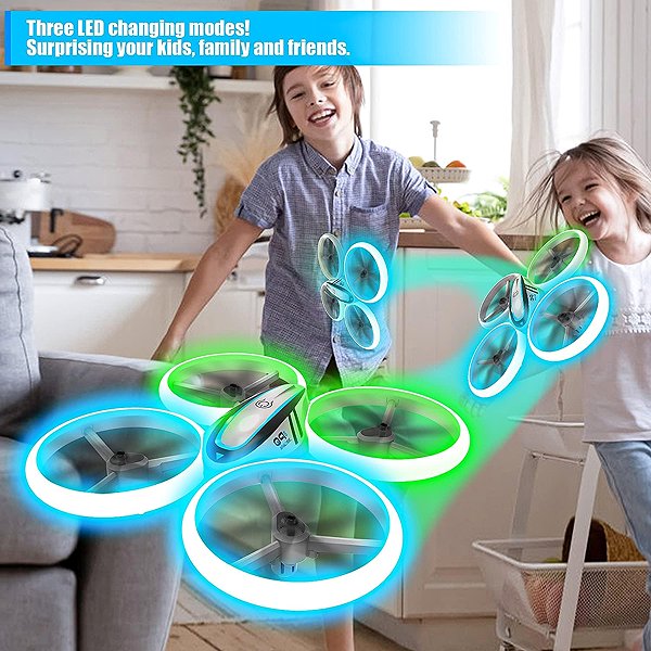 AVIALOGIC RC drone with blue and green lights and headless mode.