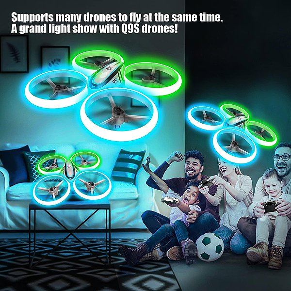 AVIALOGIC RC drone with blue and green lights and headless mode.