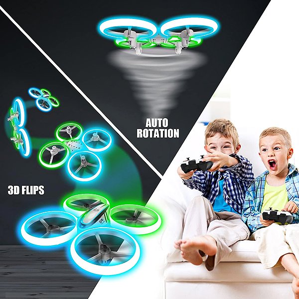AVIALOGIC RC drone with blue and green lights and headless mode.