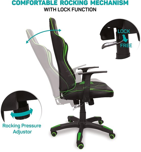 Gamer szék CONNECT IT LeMans Pro CGC-0700-GR, green Jellemzők/technológia