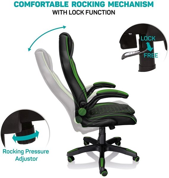 Gaming Chair CONNECT IT Matrix Pro CGC-0600-GR, Green Features/technology