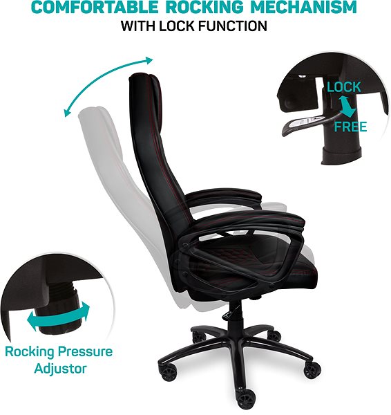 Gaming Chair CONNECT IT RazorPro PU, Black Features/technology