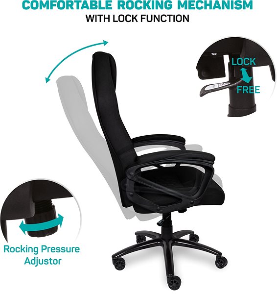 Gaming Chair CONNECT IT RazorPro Fabric, Black Features/technology