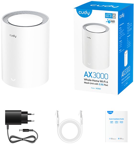 WiFi rendszer CUDY AX3000 Wi-Fi 6 Mesh 2,5Gb Solution, fehér (1-pack) Csomag tartalma