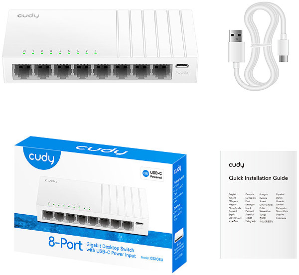 Switch CUDY 8-Port Gigabit Desktop Switch with USB C ...
