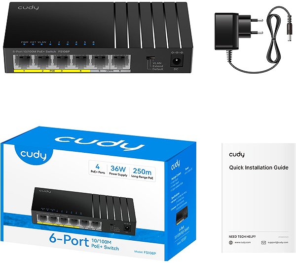 Switch CUDY 6-Port 10/100M PoE+ Switch ...