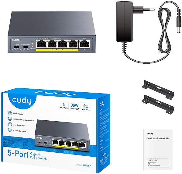 Switch CUDY 5-Port Gigabit PoE+ Switch ...