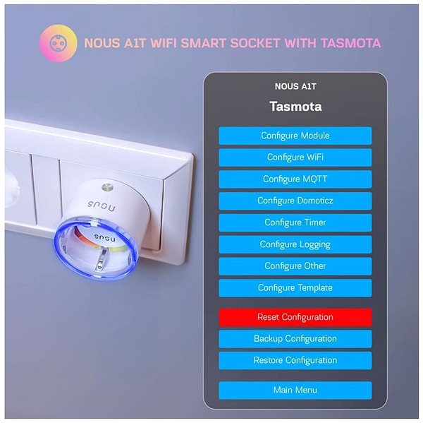 Chytrá zásuvka Nous A1T WiFi Smart zásuvka s Tasmota firmwarem do 16A ...