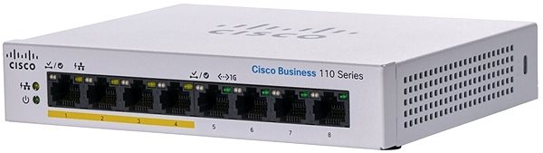 Switch CISCO CBS110 Unmanaged 8 portos GE, részleges PoE, asztali, Ext PS ...