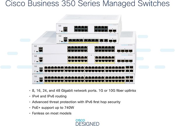 Switch CISCO CBS350 Managed 48-port GE, Full PoE, 4x1G SFP ...