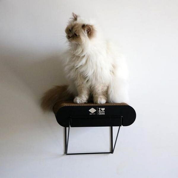 Škrabadlo pre mačky EBI D&D I Love Happy Cats David S – Nástenná kartónová polička pre mačky, S – 30 × 29 × 24 cm ...