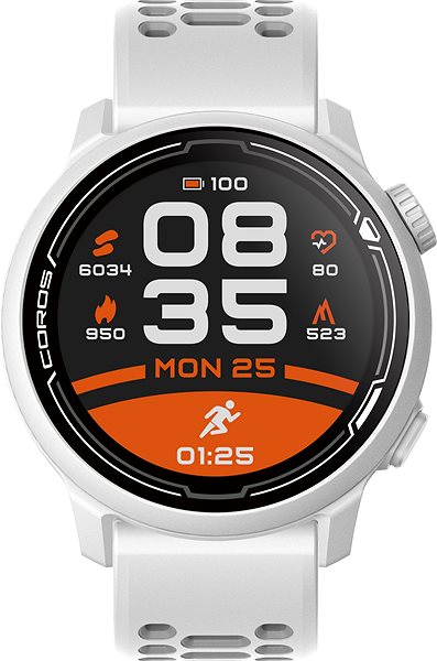 Smart Watch Coros PACE 2 Premium GPS Sport Watch White Silicone Band Screen