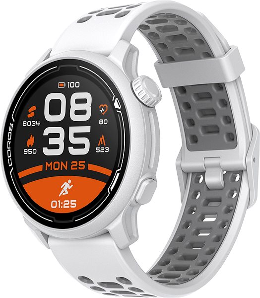 Smart Watch Coros PACE 2 Premium GPS Sport Watch White Silicone Band Lateral view