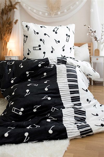 Ágynemű JERRY FABRICS Mikroflanel ágyneműhuzat, kották, 140×200 + 70×90 cm ...