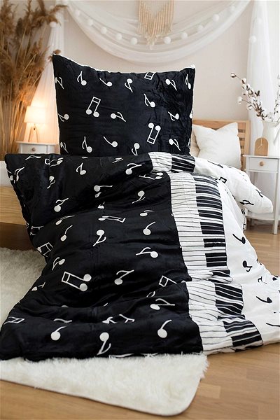 Ágynemű JERRY FABRICS Mikroflanel ágyneműhuzat, kották, 140×200 + 70×90 cm ...