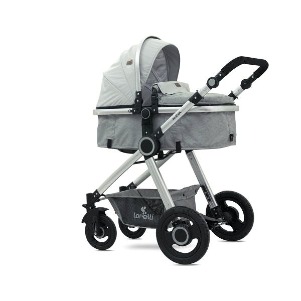 Baby Buggy Stroller Lorelli ALEXA (3-in-1) + Carrycot + Stroller Bag GREY TRIANGLES Lateral view
