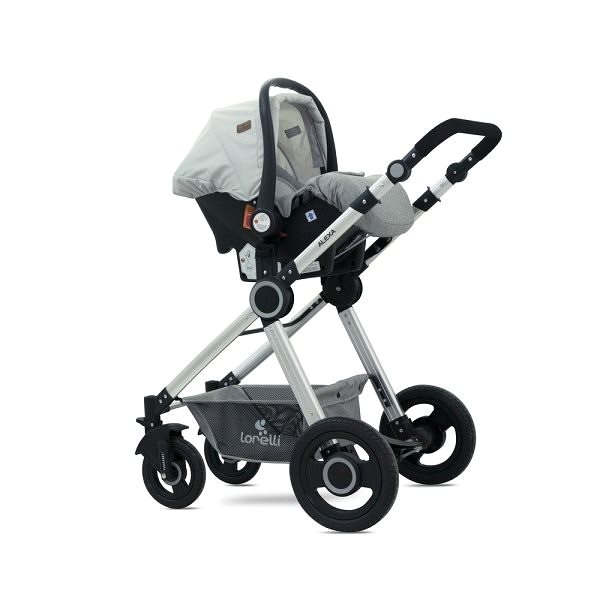 Baby Buggy Stroller Lorelli ALEXA (3-in-1) + Carrycot + Stroller Bag GREY TRIANGLES Lateral view