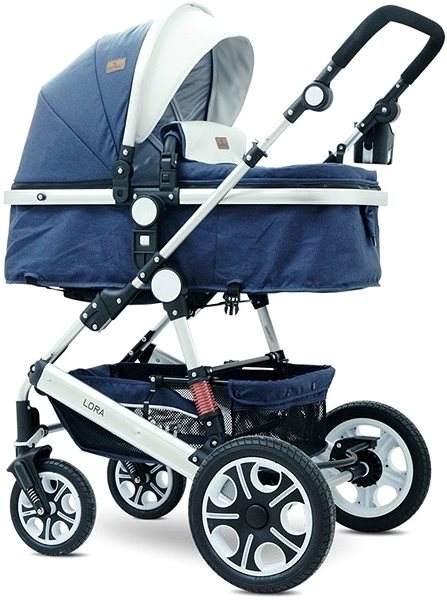 Baby Buggy Lorelli LORA SET DARK BLUE BIRDS Baby Buggy Lateral view