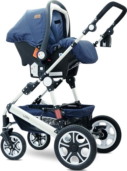 Baby Buggy Lorelli LORA SET DARK BLUE BIRDS Baby Buggy Lateral view