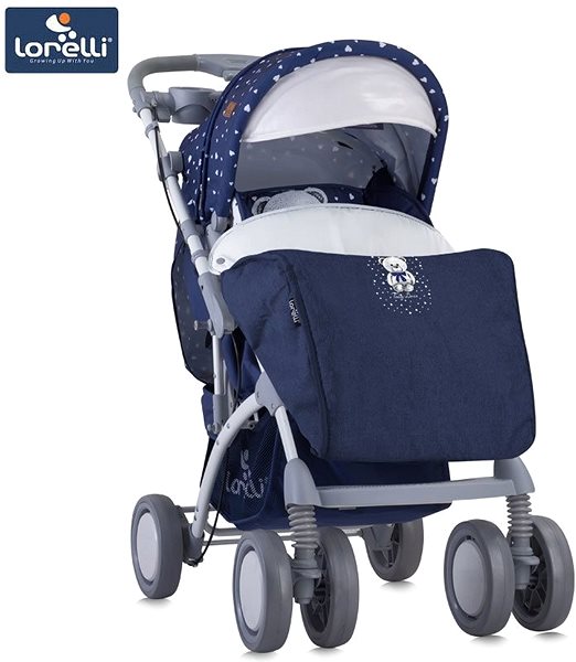 Baby Buggy Lorelli TOLEDO DARK BLUE TEDDY BEAR+Lorelli Stroller Bag Screen