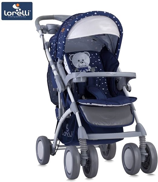 Baby Buggy Lorelli TOLEDO DARK BLUE TEDDY BEAR+Lorelli Stroller Bag Screen