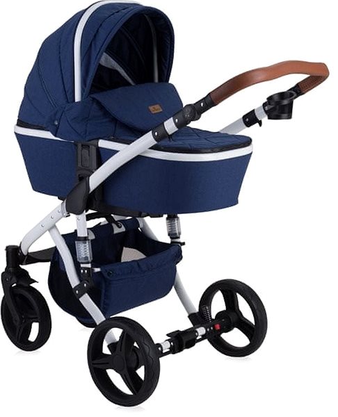 Baby Buggy Stroller Lorelli RIMINI (2-in-1) + Carrycot + Stroller Bag DARK BLUE FLOWERS Lateral view