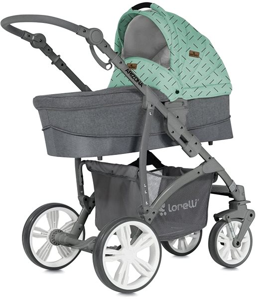 Baby Buggy Stroller ARIZONA+PRAM BODY+BAG GREEN&GREY Lateral view