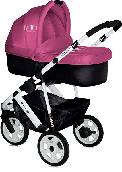 Baby Buggy Lorelli MONZA 2-in-1 ROSE&BLACK AIR WHEELS Lateral view