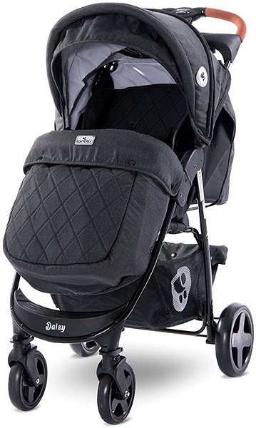 Baby Buggy Stroller Lorelli DAISY + Ottoman BLACK Lateral view