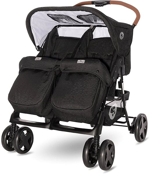 Baby Buggy Stroller for Twins Lorelli TWIN + Carrycot + Stroller Bag BLACK Screen